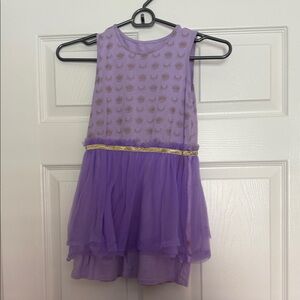Girls' Lavender Tulle Theater Dress with Gold Trim